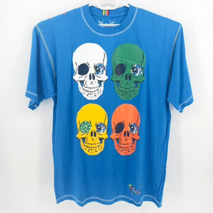 Beyond the Limit Tshirt Size 2X Blue Ornate Skull Embroidered NWOT